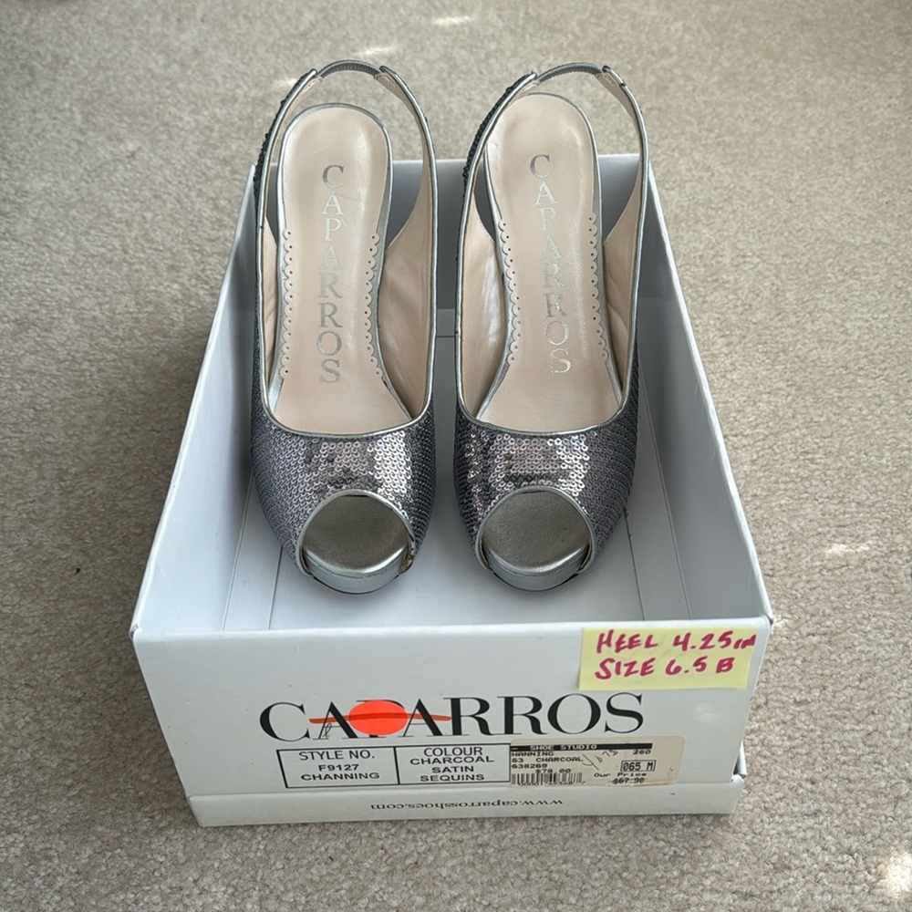 Peep toe sequin heels